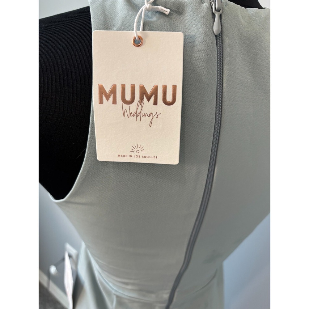 Show me your Mumu Bridesmaid Gown Womens Size XXS Gray Round Neck Sleeveless NWT - Picture 4 of 12